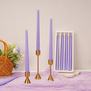Elegant purple long tapered candles 4-pack set for wedding and romantic home dinner decor