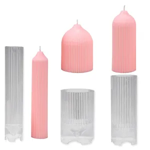 Premium ribbed dome pillar candle molds set for professional DIY scented candle making