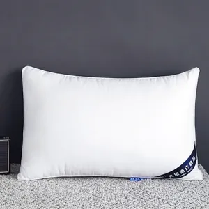 Almohada de hotel premium de algodón blanco con doble vivo