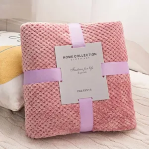Morbida Coperta di Flanella in Griglia di Ananas Plaid in Pile Testurizzato per Letto Divano Ufficio Calda Coperta Decorativa Tinta Unita