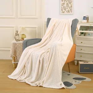 Weiche Flanell Jacquard Decke Einfarbig Korallenfleece Überwurf Für Sofa Bett Nickerchen Warme Komfortable Heimdekorationsdecke