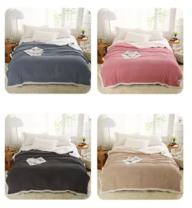 Detailed view of four color variants for thick waffle texture milk velvet flannel blankets.