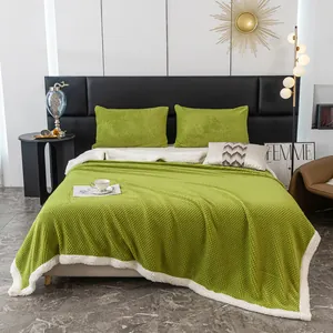 Verdickte Doppelschichtige Decke Weiche Flanell Lamm Samt Bettdecke Einfarbig Warme Nickerchen Decke Für Winter Zuhause Schlafzimmer