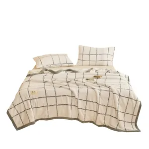 Verdichtete Milchfleece Decke kariert Korallenfleece Kuscheldecke fur Bett und Sofa.
