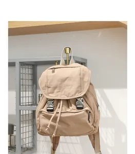 Mochila retro de lona lavada, estilo japonés casual de gran capacidad