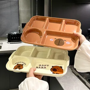 Simpatico Piatto da Cena Diviso in Ceramica con Cartone Animato Capibara Vassoio Rettangolare Sottosmalto Stoviglie per Microonde Bambini Adulti