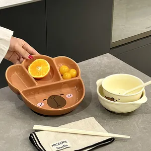 Assiette divisée en céramique mignonne en forme de capybara pour enfants et adultes