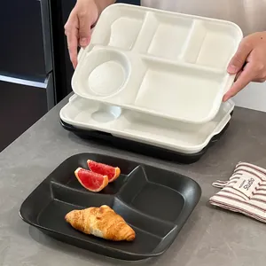 Minimalist ceramic divided dinner plates for portion control and breakfast meals
