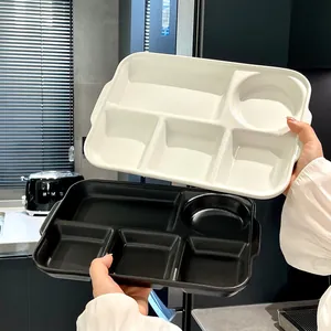 Ceramic divided plates in black and white for healthy meal prep and portion control