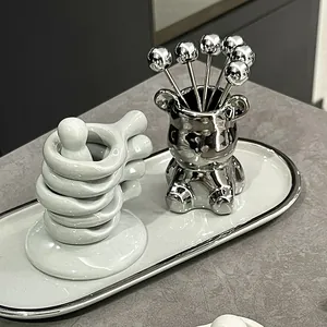 Bandeja decorativa ovalada de cerámica minimalista de lujo para joyas, postres o platos de sushi
