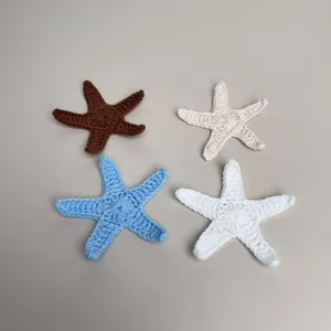 Handgemaakte Gehaakte Seestern Applicatie Polyester Katoen Maritieme Stijl Patch Voor Tas Kleding Strand Accessoires Knutselen DIY Decoratie