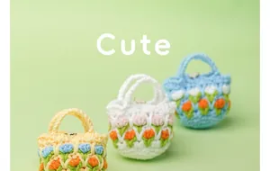 Detailed view of handmade crochet tulip earphone pouches in vibrant colors and soft textures
