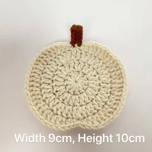 Sottobicchiere a forma di zucca fatto a mano all'uncinetto per Halloween, 9cm x 10cm.