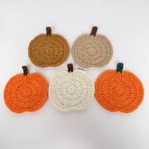 Sottobicchiere a Forma di Zucca Fatto a Mano all'Uncinetto Decorazione Tavolo Halloween Sottotazza in Maglia di Poliestere