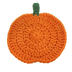 Sottobicchiere a forma di zucca all'uncinetto fatto a mano per tavola Halloween