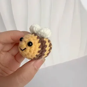 Handmade crochet honey bee keychain charm for bags and keys