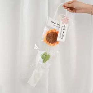 Handgefertigter Gestrickter Sonnenblumen Garn Blumenstrauß Mit Geschenktüte Künstliche Florale Abschluss Geburtstag Lehrer Geschenk Dekor