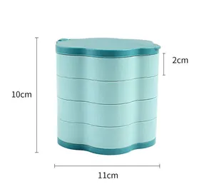 Dimensiones del joyero giratorio de 4 capas: ancho 11cm, altura 10cm, altura capa 2cm