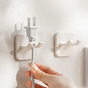 Lochfreier Steckerhaken Selbstklebender Netzkabel-Organizer Küchen-Wandmontage-Kabelaufbewahrungsregal Für Haushaltsgeräte Weißes Minimalistisches Design