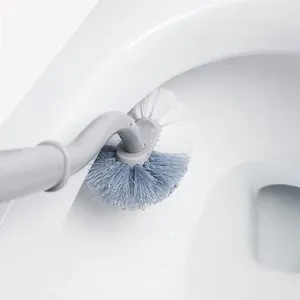 Ergonomische toiletborstel met lange steel en gebogen haren voor diepe reiniging van randen