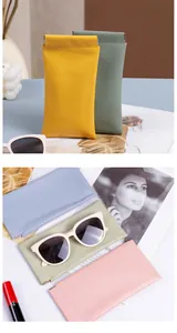 Vista detallada de las fundas de cuero PU para gafas de sol con cierre automático