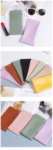 Varios colores de fundas portátiles de cuero para gafas de sol con cierre automático