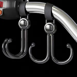 Gancio Doppio Universale per Passeggino Appendiabiti ABS Rotante Multifunzionale Con Cinghia per Carrozzina Bici Elettrica Borse Spesa