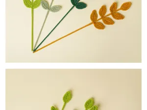 Textura detallada de hojas de eucalipto tejidas a mano en varios tonos verdes y amarillos