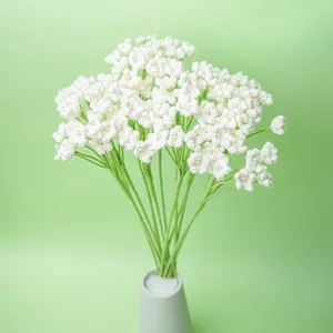 Handmade crochet gypsophila baby's breath artificial flower bouquet in a modern vase