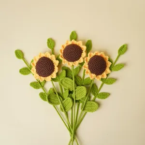 Flor Artificial de Hoja de Eucalipto Hecha a Mano a Ganchillo Ramo de Plantas Tejidas de Hilo Decoración del Hogar Regalo Pastoral