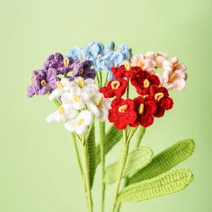 Handmade crochet forget-me-not flower bouquet in vibrant colors for meaningful gifts