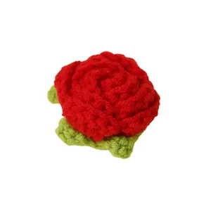 Handmade crochet mini rose flower head DIY clothing accessories multi-petal 4cm decor