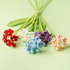 Hand-woven crochet forget-me-not flowers in vibrant assorted colors for gift