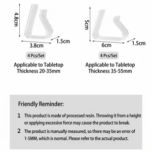 Pinces à nappe transparentes en deux tailles pour tables de 20-55 mm, lot de 4