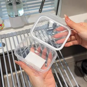 Detailed macro view of a transparent food storage container with an airtight silicone seal lid