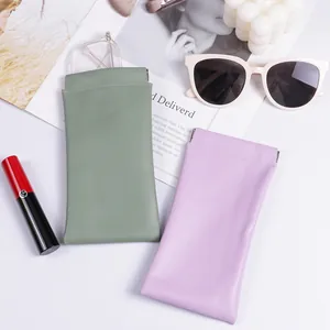 Funda portátil de cuero PU para gafas de sol cierre automático