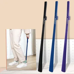 Long handled magnetic shoehorn for elderly and pregnant women in three sleek colors