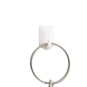Mini white self-adhesive hook for hanging necklaces and keys, no-drill wall mount