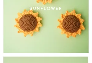 Detalle macro de cabezas de girasol tejidas a mano a ganchillo para manualidades y accesorios