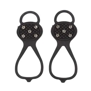 Professional outdoor anti-slip ice cleats with 5 durable steel studs for snow trekking