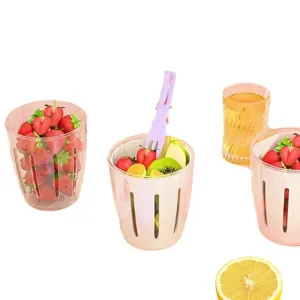 Portable dual-layer salad fruit cup with built-in fork for picnic breakfast and healthy lunch