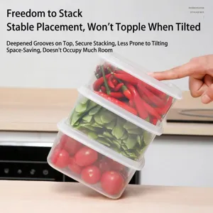 Refrigerator Food Storage Box Transparent Plastic Sealed Container For Meat Vegetable Fruit Stackable Kitchen Fresh Box