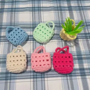 Handgefertigte Häkel Mini Tasche Anhänger Gewebte Seilfaden Anhänger Für Tasche Schlüsselbund Dekoration Korb Zubehör