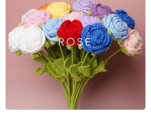 Handmade crochet rose bouquet finished wool knitted flowers romantic gift for girlfriend