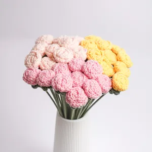 Handgefertigter Wollstrauß Künstliche Bubble Rose Handgemachte Garnblume Für Valentinstag Geburtstagsgeschenk Heimdekoration Büro Tischdeko