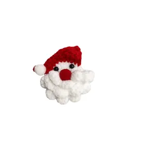 Delicate handmade knitted Santa Claus brooch ornament for creative Christmas gift decoration