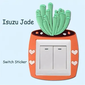 Cute Fenestraria succulent silicone decorative light switch cover with heart patterns