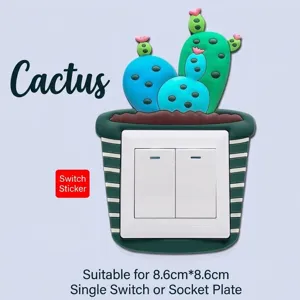 Close-up view of a cartoon cactus silicone switch cover showing 8.6cm compatibility