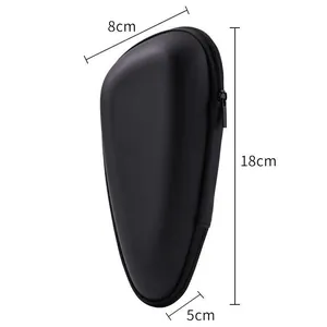 Detailed view of portable black EVA shaver storage bag with 18cm by 8cm by 5cm size markings