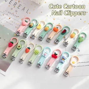 Cute cartoon nail clipper set with creative fruit and animal silicone decorations